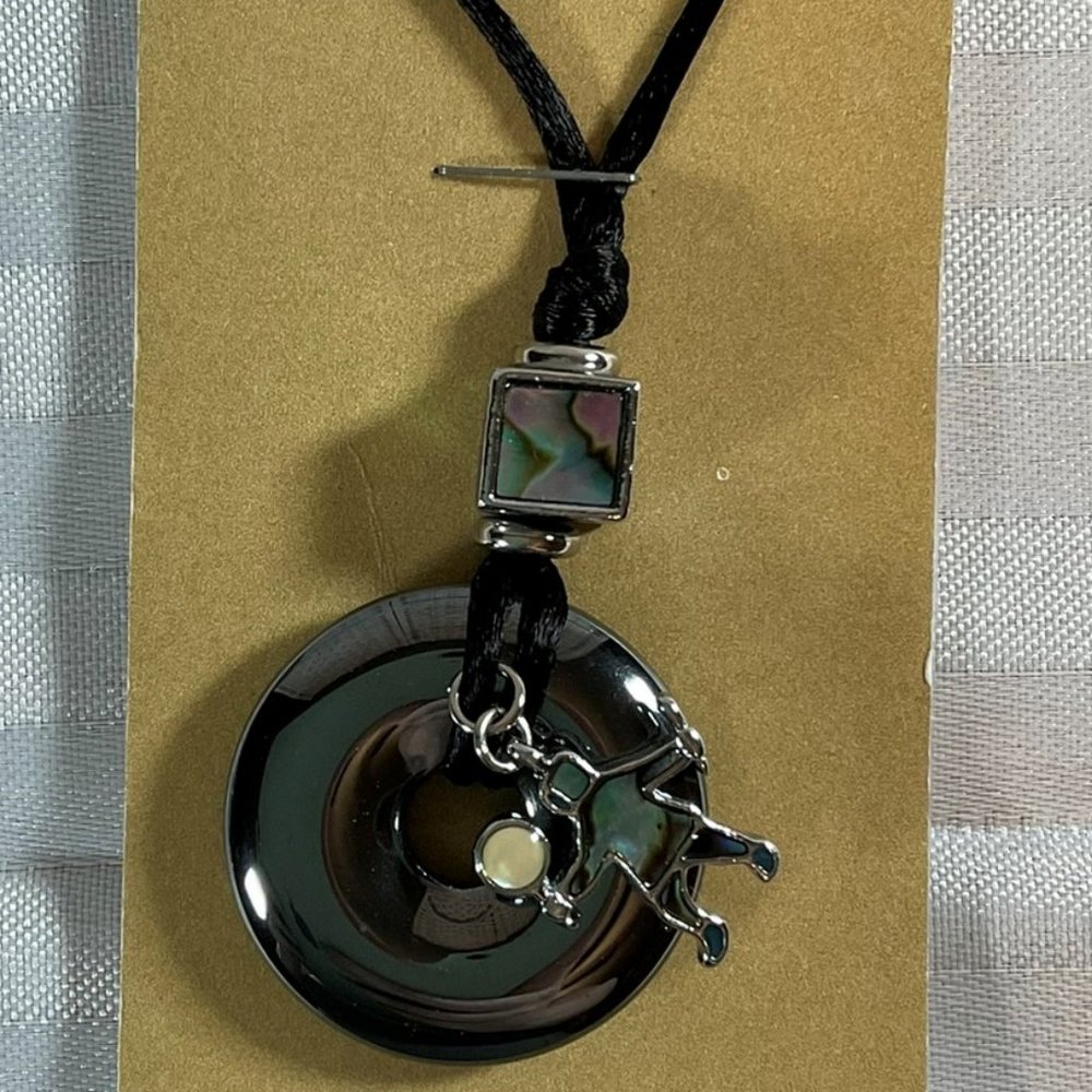 👗5/$25 - Medicine Stone Necklace w/ Arctic Drum Dance Charm & Abalone Details